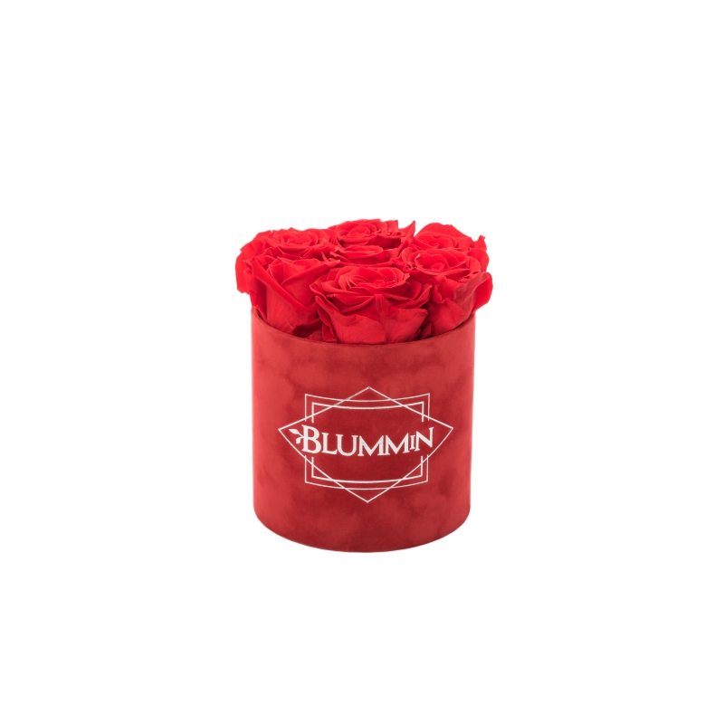 SMALL BLUMMiN - punane sametkarp VIBRANT RED uinuvate roosidega.jpg