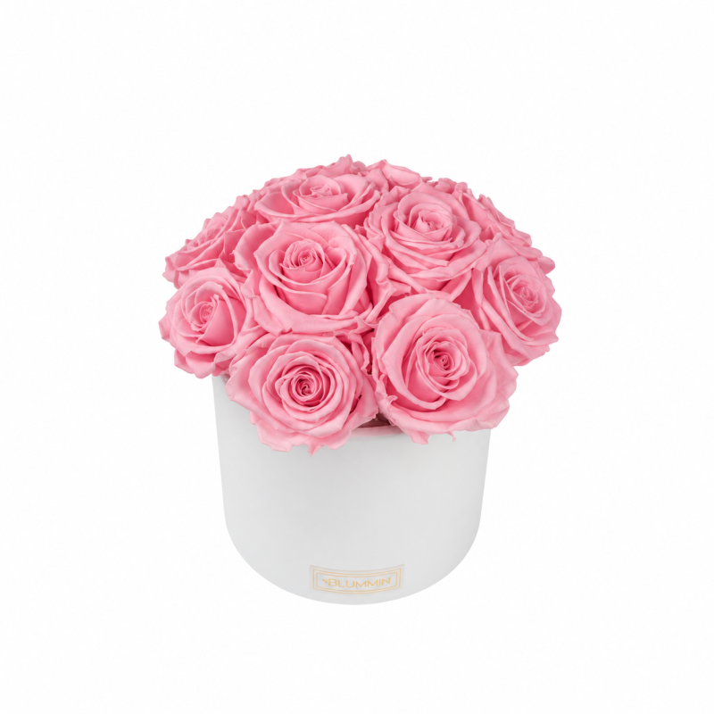 Kauasäilivad 11 heleroosat roosi valges keraamikas bukett (Bridal Pink) .png
