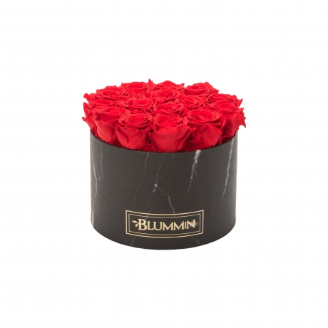 LARGE BLACK MARMOR BOX WITH VIBRANT RED ROSES