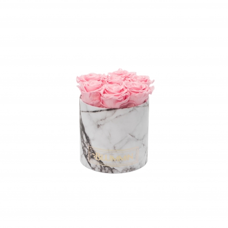 SMALL MARBLE COLLECTION - WHITE BOX WITH BRIDAL PINK ROSES