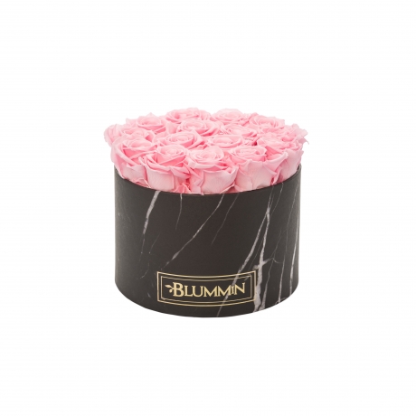 LARGE MARBLE COLLECTION - BLACK BOX WITH BRIDAL PINK ROSES