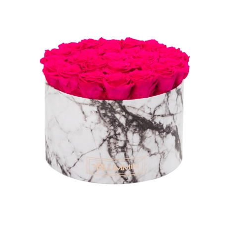XL MARBLE COLLECTION - WHITE BOX WITH HOT PINK ROSES