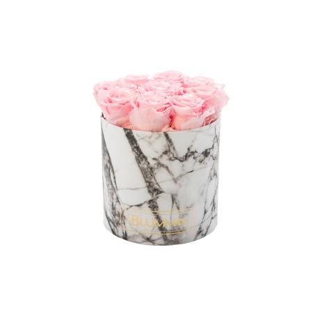 MEDIUM MARBLE COLLECTION - WHITE BOX WITH BRIDAL PINK ROSES