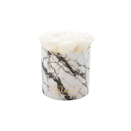 MEDIUM MARBLE COLLECTION - WHITE BOX WITH WHITE ROSES