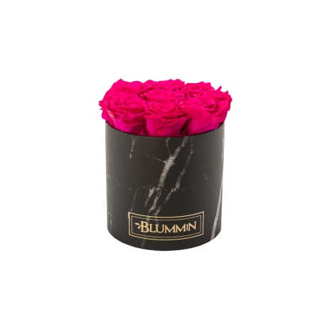 MEDIUM MARBLE COLLECTION - BLACK BOX WITH HOT PINK ROSES