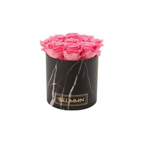 MEDIUM MARBLE COLLECTION - BLACK BOX WITH BABY PINK ROSES