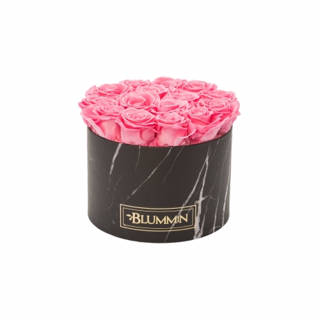 LARGE BLACK MARMOR BOX WITH BABY PINK ROSES