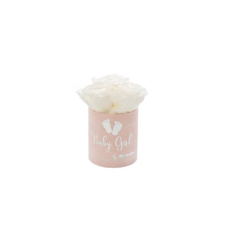 BABY GIRL - LIGHT PINK VELVET BOX WITH 3 WHITE ROSES