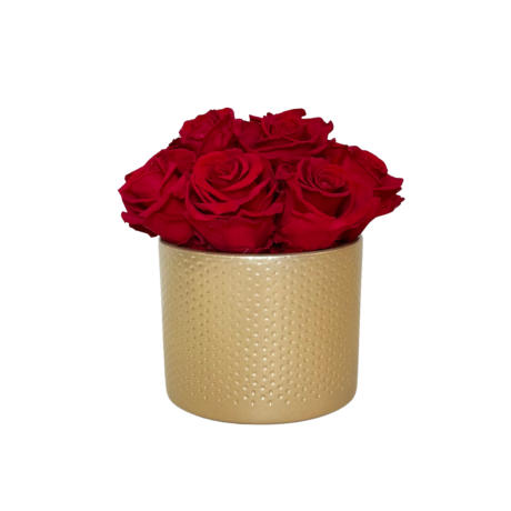 BUKETT 7 ROOSIGA - KULDNE KERAAMIKA RED ROOSIDEGA