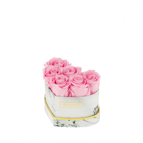 BRIDAL PINK ROOSIDEGA SÜDAMEKUJULINE LILLEKARP - 6 ROOSIGA
