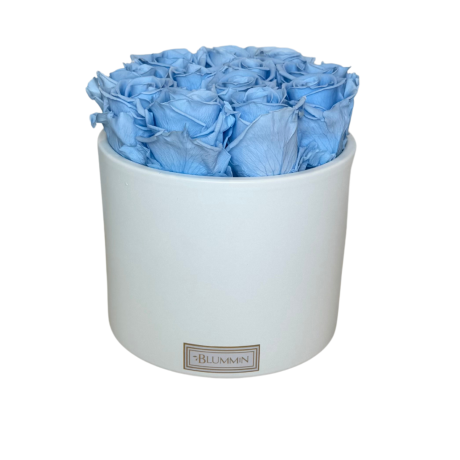 13 ROSES - WHITE CERAMIC WITH LIGHT BLUE ROSES