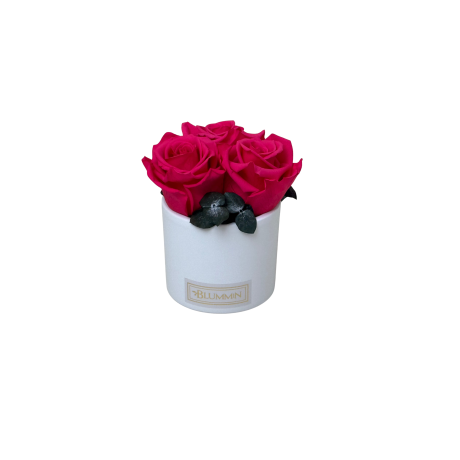 VALGE KERAAMIKA CORAL PINK KAUASÄILIVATE ROOSIDEGA & EUKALÜPTIGA - 3 ROOSI