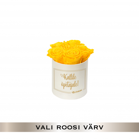KALLILE ÕPETAJALE - MIDI CREAMY BOX WITH 5 ROSES