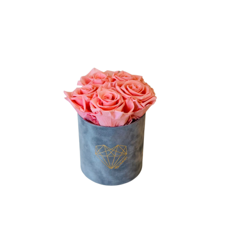 MIDI OLD LILAC VELVET BOX WITH LIGHT PINK ROSES