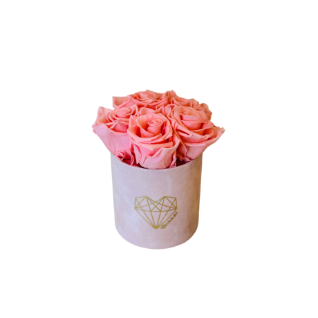 MIDI OLD LILAC VELVET BOX WITH LIGHT PINK ROSES