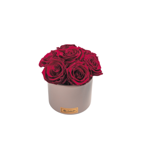 BUKETT 7 ROOSIGA - BEEŽ KERAAMIKA DARK RED ROOSIDEGA
