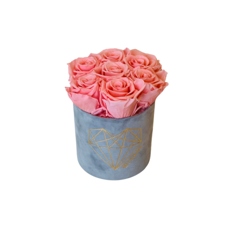 SMALL BLACK LEATHER BOX WITH LIGHT PINK ROSES