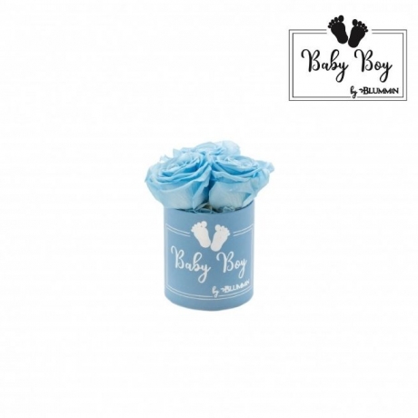 BABY BOY - BLUE BOX WITH 3 BABY BLUE ROSES 