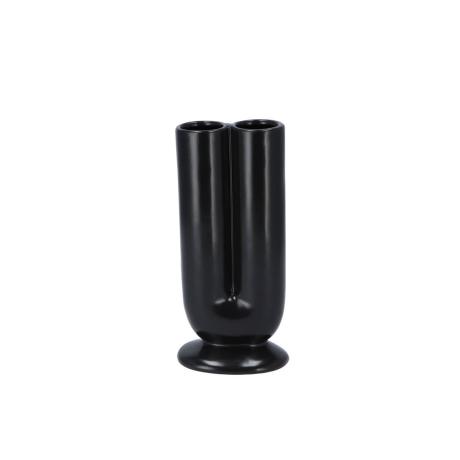 BLACK CERAMIC HAND MADE VASE BALI 19 cm