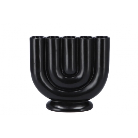 BLACK CERAMIC HAND MADE VASE BALI RAINBOW - 20 cm