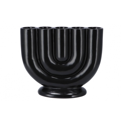 BLACK CERAMIC HAND MADE VASE BALI RAINBOW - 30 cm