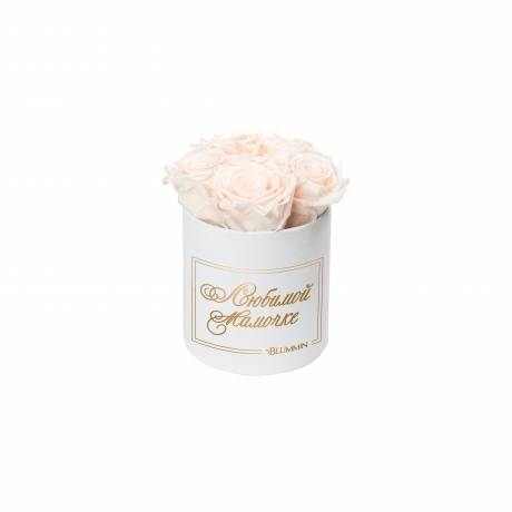 -20% ЛЮБИМОЙ МАМОЧКЕ - MIDI WHITE VELVET BOX WITH ICE PINK ROSES