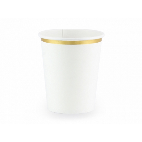 CUPS WHITE WITH GOLDEN STRIPE 260ml
