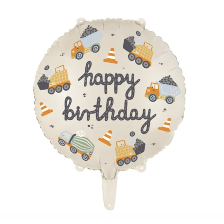 HAPPY BIRTHDAY! WITH CARS BEIGE FOIL BALLOON - 45 CM (БЕЗ ГЕЛИЯ)