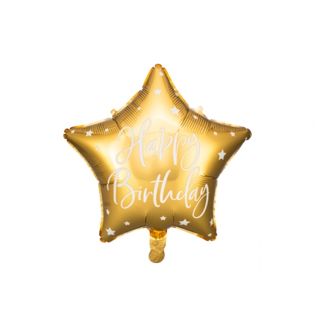 HAPPY BIRTHDAY GOLDEN STAR FOIL BALLOON - 40 CM