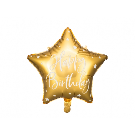 HAPPY BIRTHDAY GOLDEN STAR FOIL BALLOON - 40 CM (БЕЗ ГЕЛИЯ)