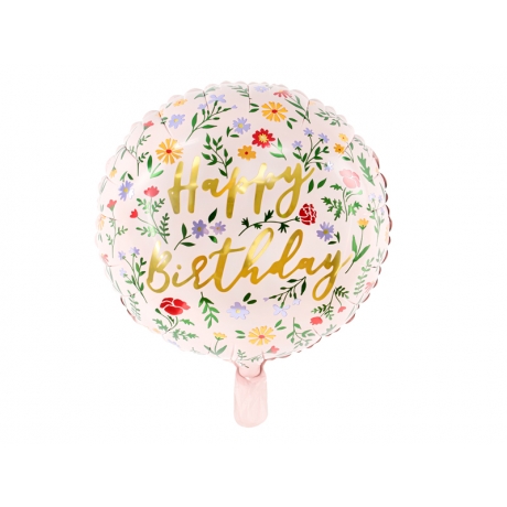 HAPPY BIRTHDAY! FLOWERY FOIL BALLOON - 45 CM (БЕЗ ГЕЛИЯ)