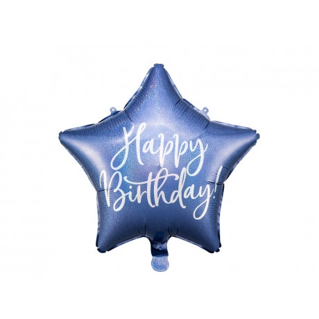 HAPPY BIRTHDAY BLUE STAR FOIL BALLOON - 40 CM