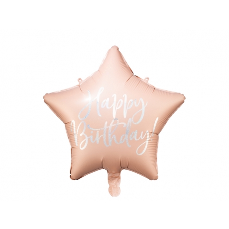 HAPPY BIRTHDAY PASTEL PINK STAR FOIL BALLOON - 40 CM (БЕЗ ГЕЛИЯ)