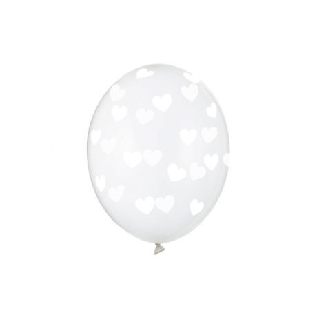 WHITE HEARTS LATEX BALLOON - 30 cm 