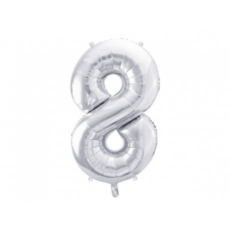 NR. 8 SILVER FOLIUM BALLOON - 86 cm (БЕЗ ГЕЛИЯ)