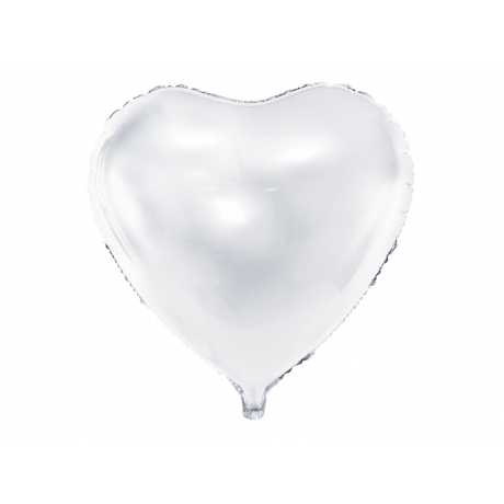 WHITE HEART FOIL BALLOON  - 45 CM