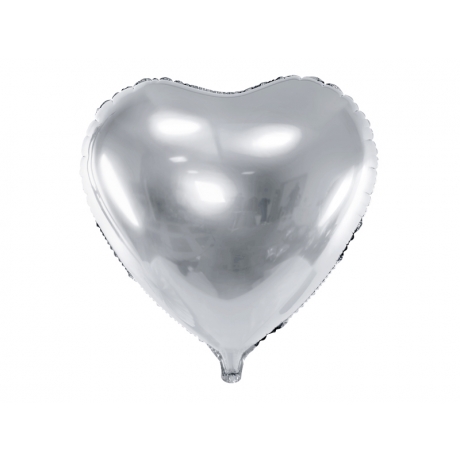 SILVER HEART FOIL BALLOON - 61 cm (БЕЗ ГЕЛИЯ)