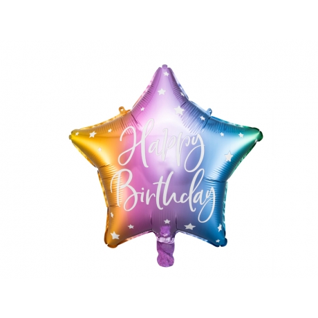 HAPPY BIRTHDAY STAR FORM FOIL BALLOON - 40 CM (БЕЗ ГЕЛИЯ)