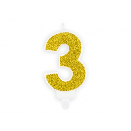 NR. 3 GOLDEN GLITTER BIRTHDAY CANDLE