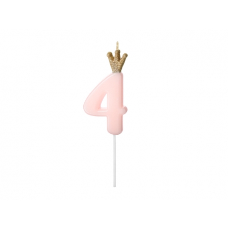 NR. 4 PINK BIRTHDAY CANDLE WITH CROWN
