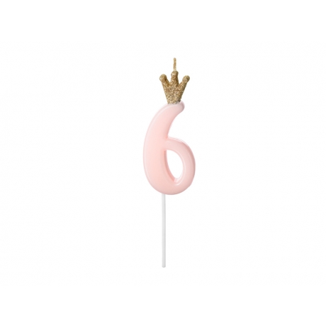 NR. 6 PINK BIRTHDAY CANDLE WITH CROWN