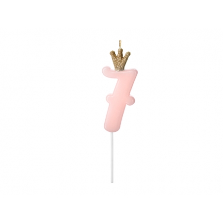 NR. 7 PINK BIRTHDAY CANDLE WITH CROWN