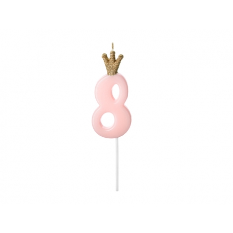 NR. 8 PINK BIRTHDAY CANDLE WITH CROWN