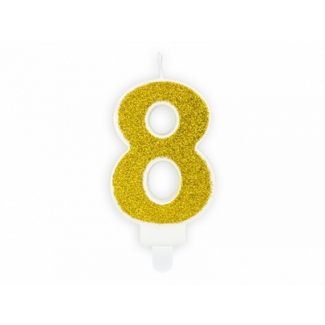 NR. 8 GOLDEN GLITTER BIRTHDAY CANDLE