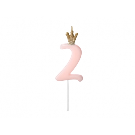 NR. 2 PINK BIRTHDAY CANDLE WITH CROWN