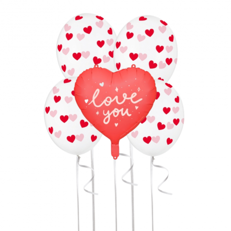 BALLOON COMBO - RED HEARTS LOVE