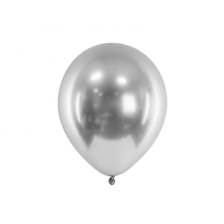 SILVER GLOSSY LATEX BALLOON - 30 cm