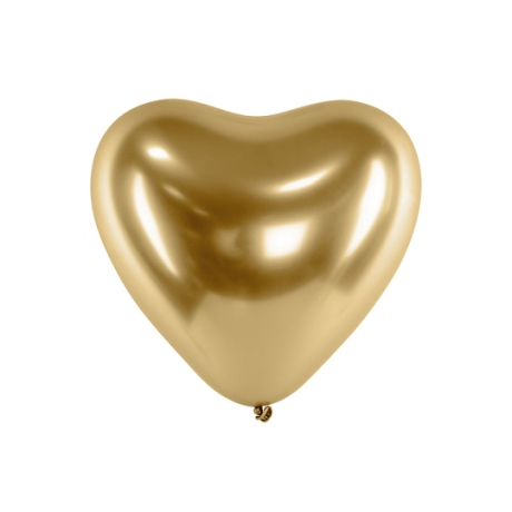 PEARL GOLD HEART LATEX BALLOON - 30 cm