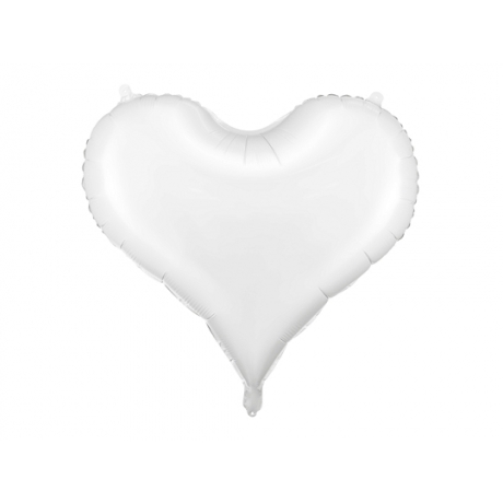 WHITE HEART BIG FOIL BALLOON - 75 x 64,5 cm