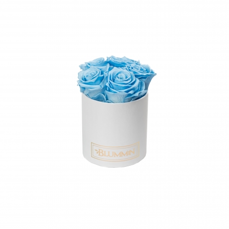 MIDI WHITE BOX WITH BABY BLUE ROSES